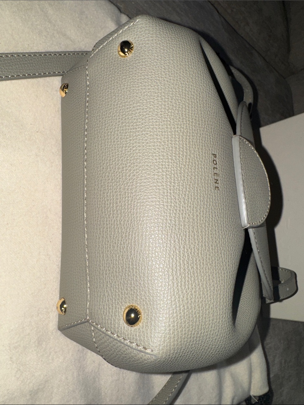 Polène Taupe Leather Olive Mini Satchel Nano with Top Handle - Picture 5 of 7